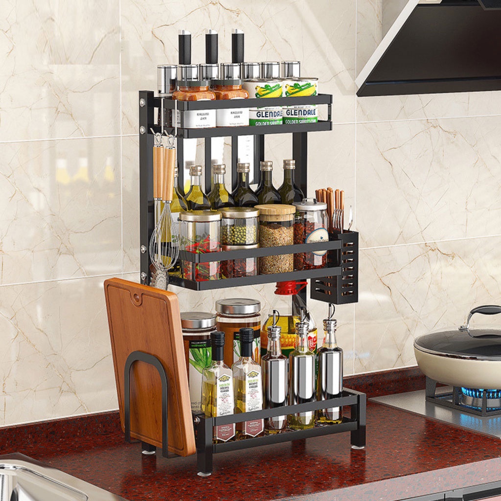 Kệ Gia Vị Inox Sơn Tĩnh Điện Chống Rỉ Cao Cấp 2, 3 Tầng Bản Đầy Đủ Nhất