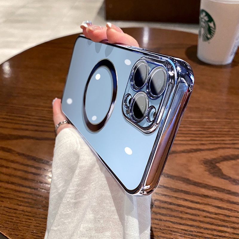 Ốp lưng iphone Điện Thoại Mạ Sang Trọng Từ Tính Bảo Vệ Ống Kính Máy Ảnh Cho iPhone 11 Pro max x xs max xr 7 plus 8 plus 13 Pro max 12 Pro max