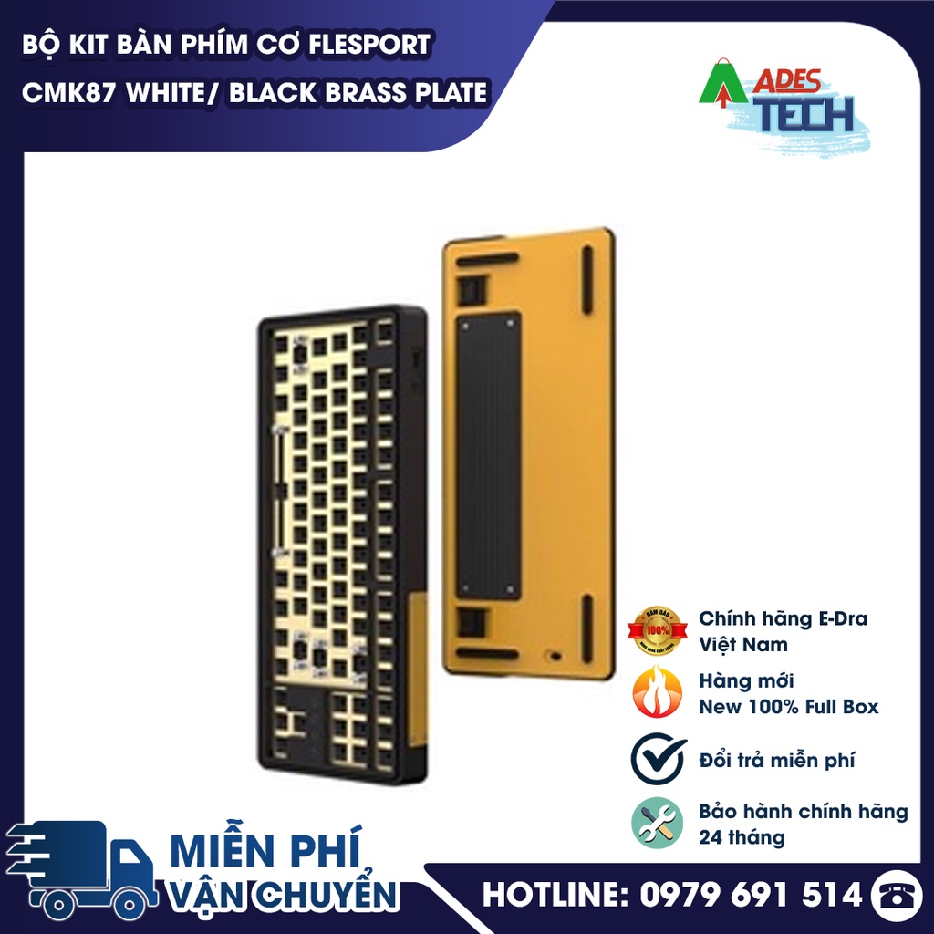 KIT Bàn Phím Cơ FLEsport CMK87 White / Black Brass Plate | Plate Đồng Chắc Chắn | 1 Mode | Bảo Hành 12 Tháng