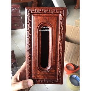 Hộp đựng khăn giấy gỗ Hương trạm hình triện