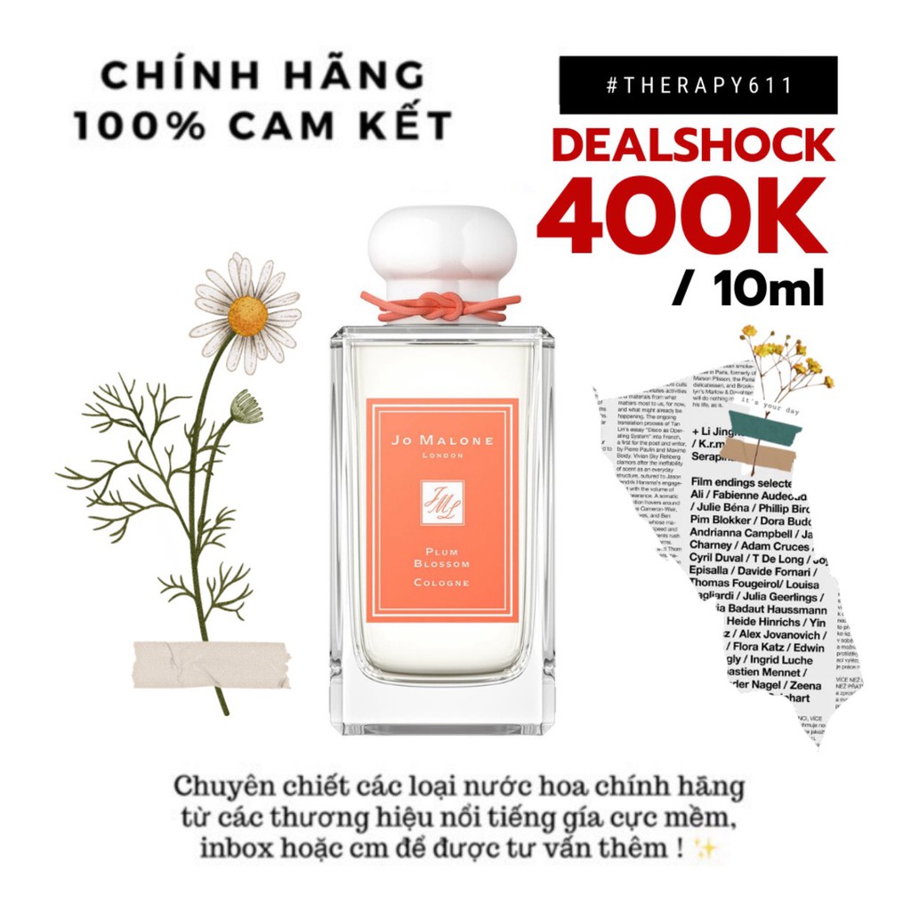 [𝗦𝗔𝗟𝗘]..::✨Nước hoa dùng thử Jo Malone Plum Blossom Cologne (Cam) Test 10ml/20ml Spray / Chuẩn authentic✨::..