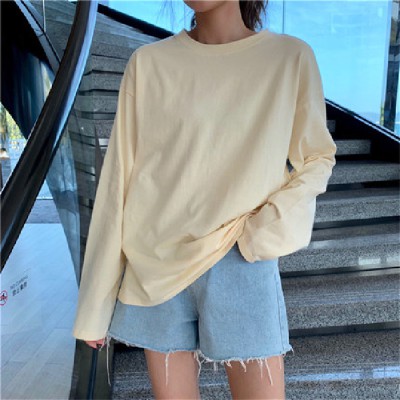 Áo thun tay dài màu trơn phong cách Hàn Quốc cá tính