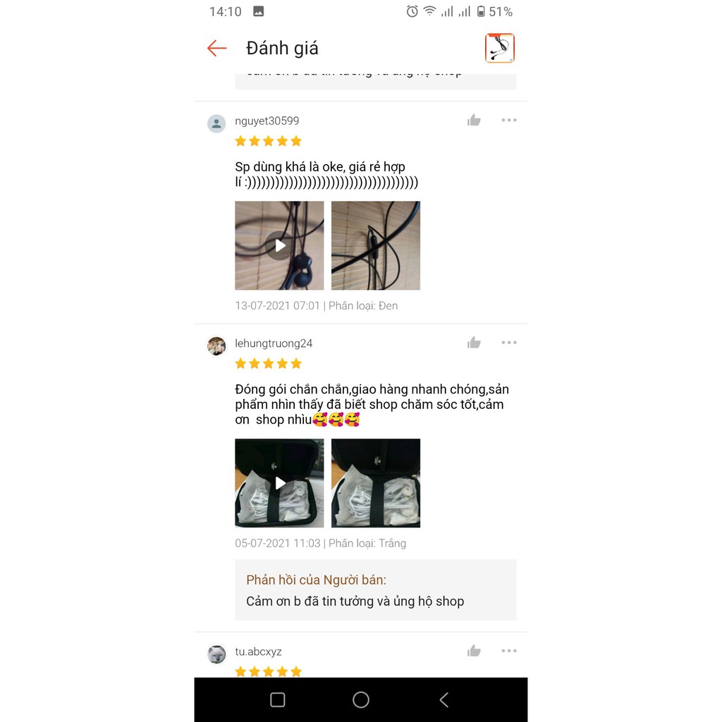 Tai nghe nhét tai có dây giắc cắm 3.5mm tích hợp micro chất lượng cao dành cho Android & iOS