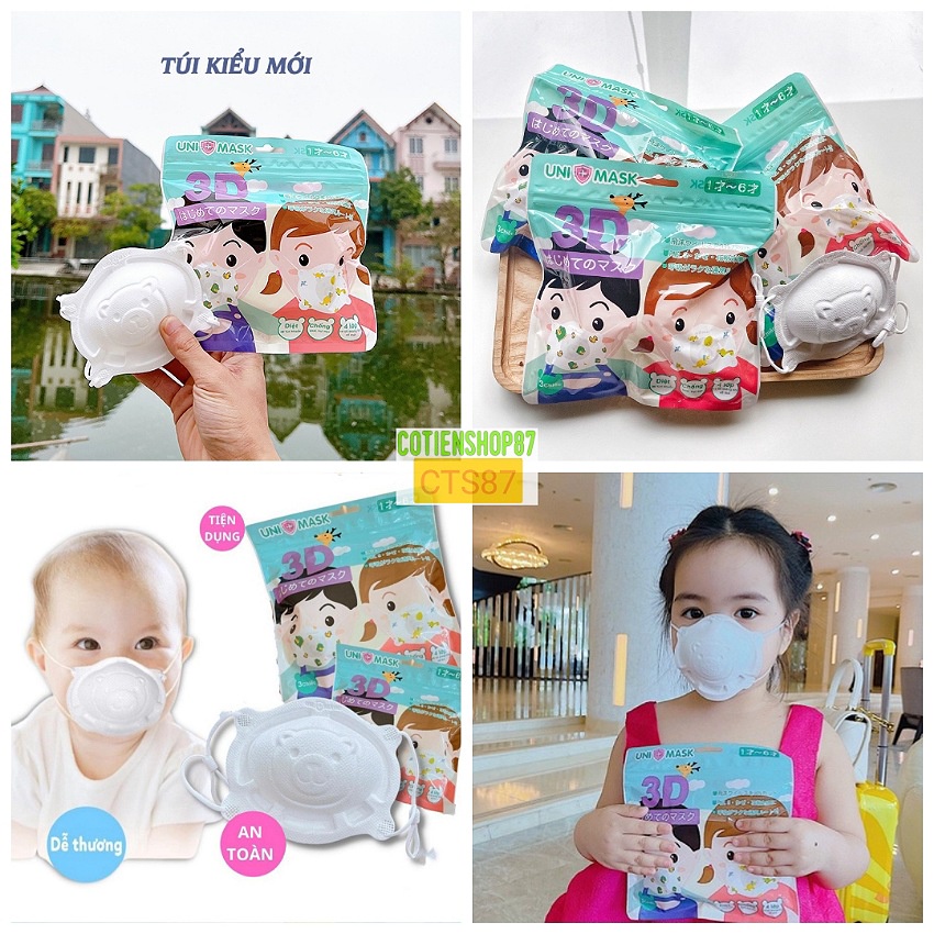 Combo 3 túi 9 cái Khẩu trang Gấu Unimask cho bé sơ sinh 6 tháng-3 tuổi thumbnail