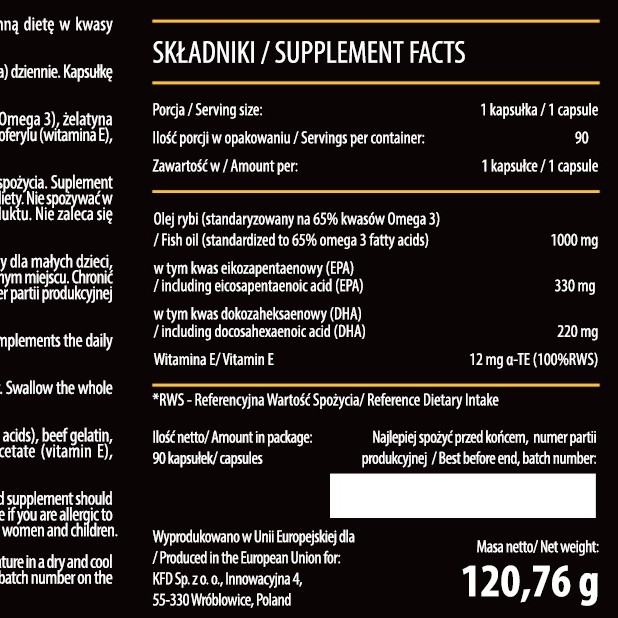 KFD DẦU CÁ OMEGA3 + VITAMIN E - BỔ SUNG EPA/DHA CAO (330/220) HỖ TRỢ SỨC KHỎE (90 VIÊN)