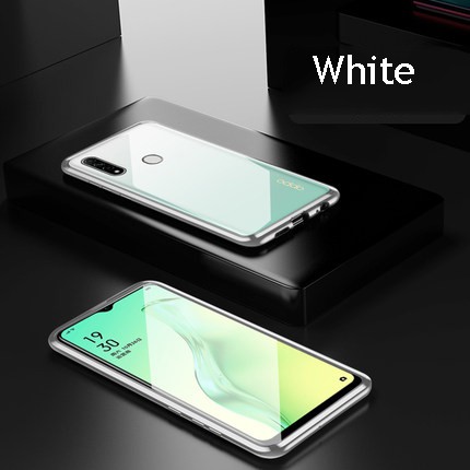 Ốp điện thoại kính cường lực cứng hai mặt viền kim loại nam châm cho OPPO A31