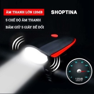 Đèn LED Xe Đạp Siêu Sáng + Còi ( Pin Sạc USB - Có Bảo Hành 6 Tháng)