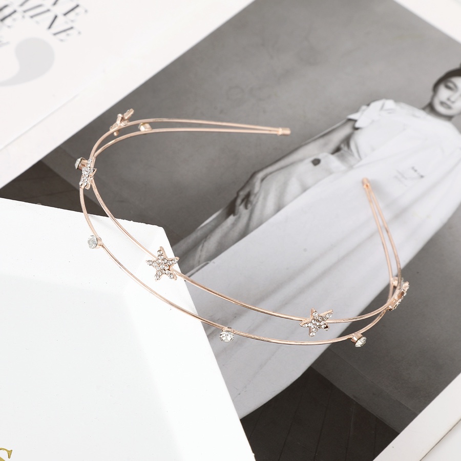 Băng Đô Hai Lớp Bằng Hợp Kim Đính Đá Hình Hoa Phong Cách Hàn Quốc