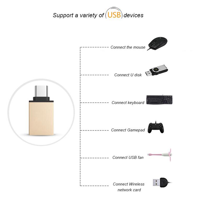 Type-C Phone OTG Alloy Adapter 3.0USB Converter For Android