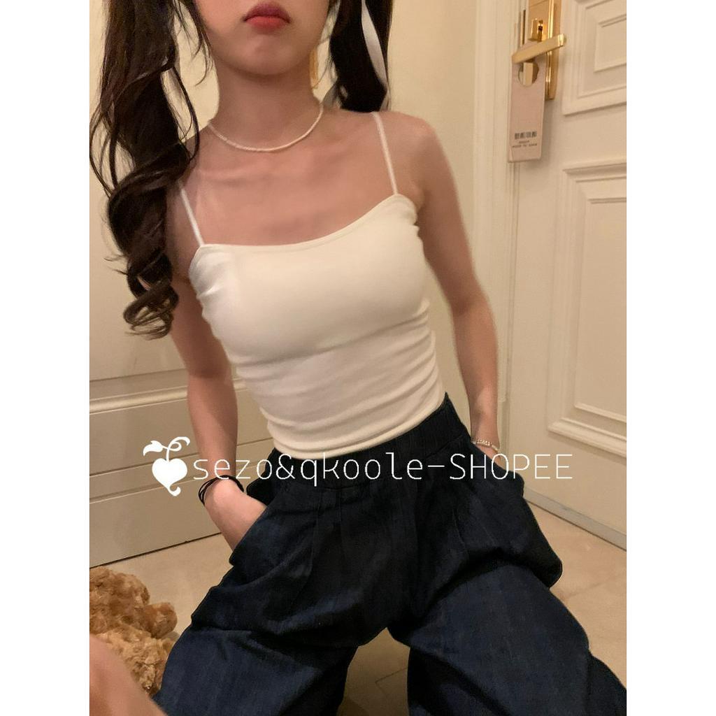Áo Hai Dây Màu Trơn Có Đệm Ngực Thời Trang Hong Kong Cho Nữ