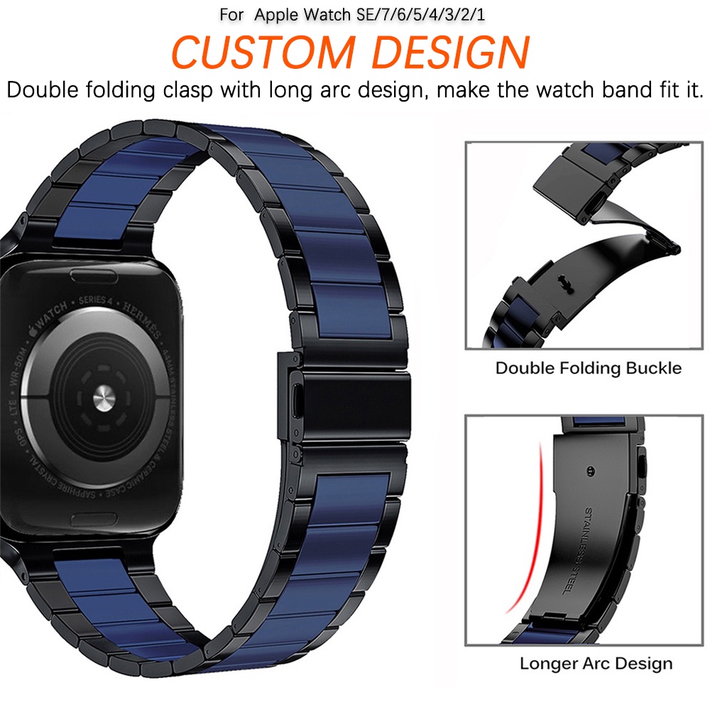 Ninki  Dây Đeo Inox Mỏng Nâng Cấp Cho iWatch 8/7/SE/6/5/4/3/2/1 41mm 45mm 38mm 40mm 42mm 44mm