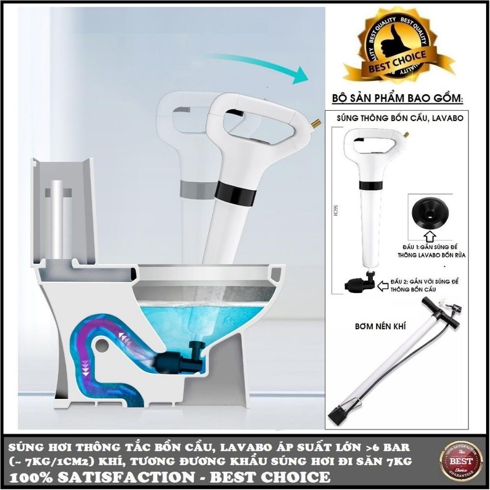 Súng Thông Tắc Bồn Cầu Bồn Rửa Chén Nobihome,súng thông bồn cầu bồn rửa chén bồn tắm khí nén cực mạnh 8 Kg