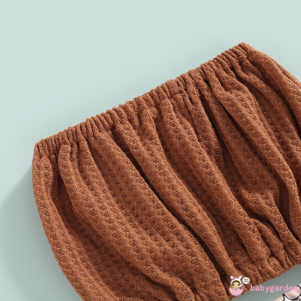 BABYGARDEN-1-6 Years Baby Girl Summer Outfit, Solid Color Sleeveless Strapless Short Tops+ Floral Print Suspender