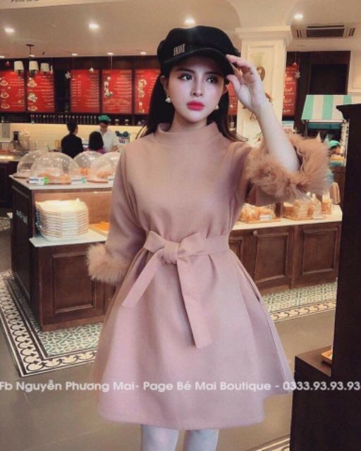 Nhập WAPCK12 giảm 30k đơn từ 150k - Váy Tay lông kèm đai xinh xắn | BigBuy360 - bigbuy360.vn