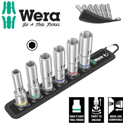 Bộ đầu tuýp dài 1/2" gồm 6 cái Belt C Deep 1 socket set Wera 05004565001