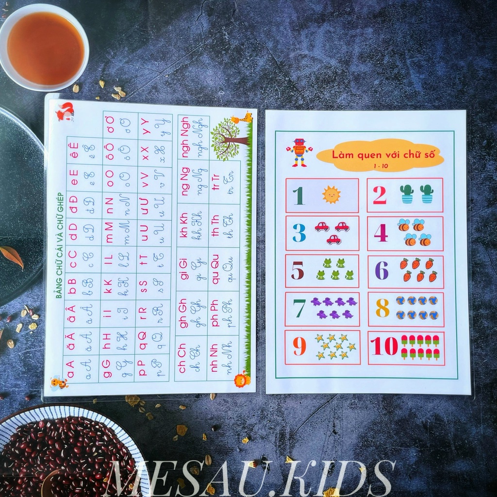 Bảng Chữ Cái Tiếng Việt Chữ Số 1-10 Cho Bé Mầm Non MESAU.KIDS Bảng Chữ Cái Dán Tường