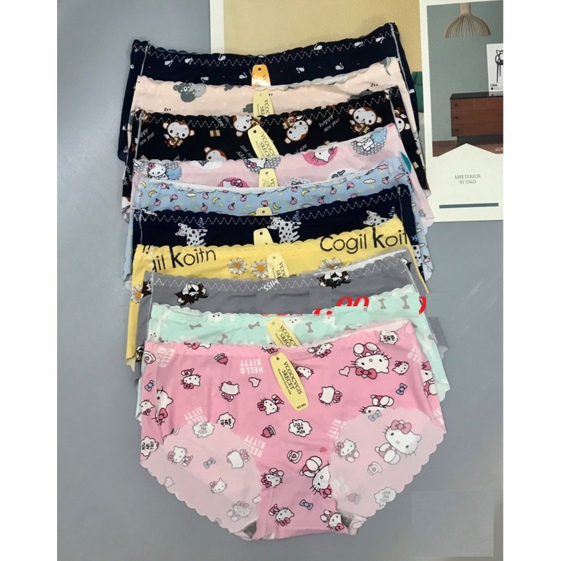 Bộ 4 quần lót nữ su cắt gợn sóng dễ thương (40-57kg) - quần lót su không viền [N08-4]
