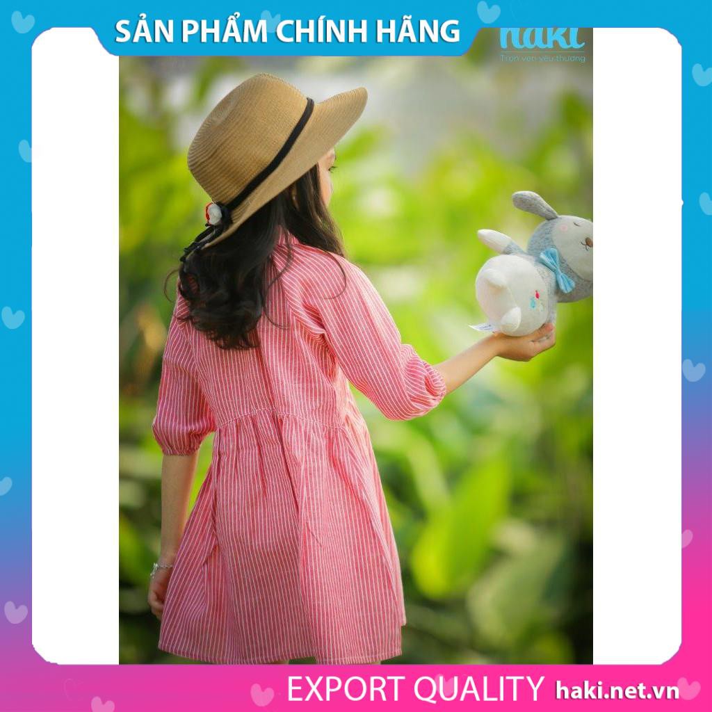 Váy bé gái kẻ tay raglan HAKI - Kẻ đỏ- HK489
