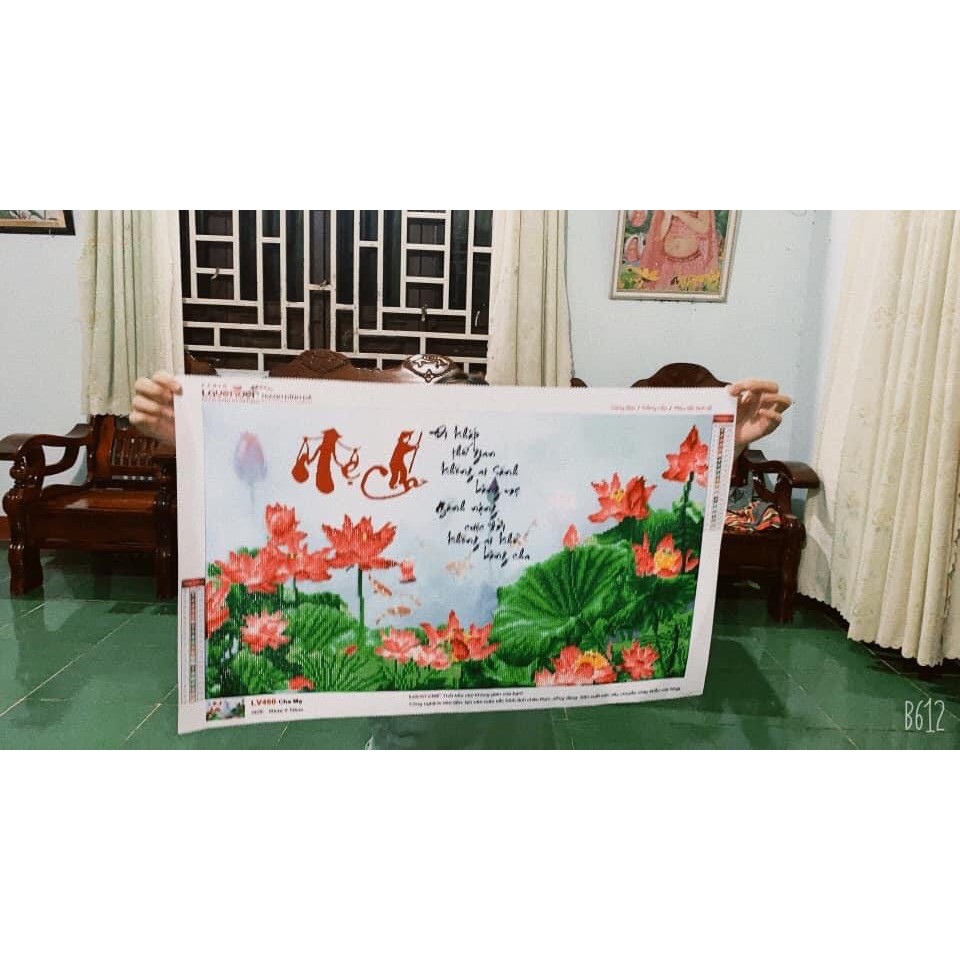 Tranh đính đá Cha Mẹ KT: 80x50cm - tranh chưa gắn đá