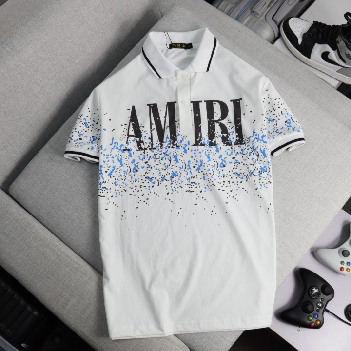 Áo Thun Nam Cổ Bẻ Họa Tiết Phối Hai Màu AR Đẹp Sang Tinh Tế Thời Trang