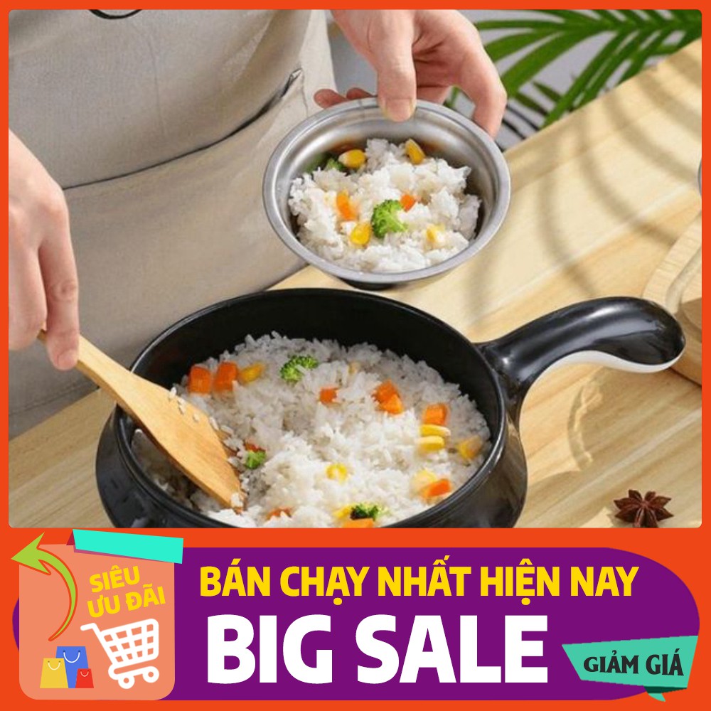 Nồi lẩu điện mini 2 tầng đa năng chống dính 18cm Tặng xửng hấp, Ca nấu mì nấu lẩu