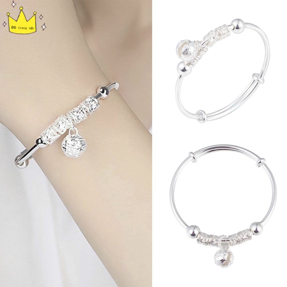 READY STOCK Simple Silver Cuff Bracelet Charm Jewelry Lucky Bell Bangle Birthday Gift for Women