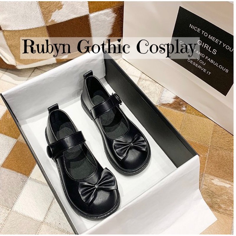 [CÓ SẴN]  Giày Búp Bê Lolita Đính Nơ Xinh Xắn ( Size 35 - 40 ) Màu Nâu và Đen