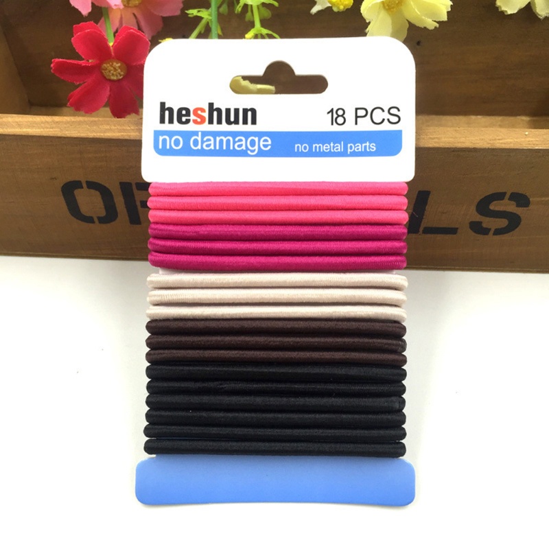 seng 18 Pcs Women Girls Elastic Hair Band Ties Rope Ring Hairband Ponytail Holder 4mm