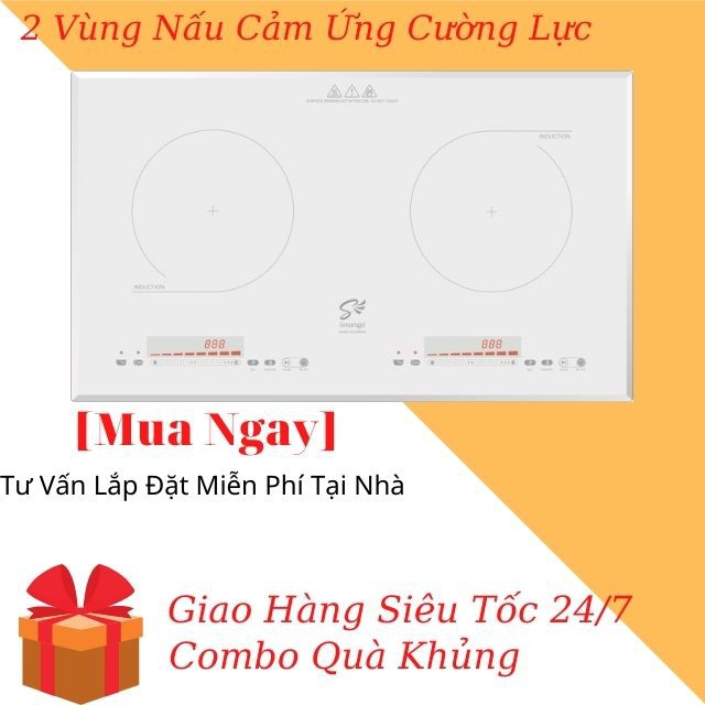 Bếp Từ Đôi,Âm, Cảm Ứng Mặt Kính Chịu Lực Smaragd SI2-66WH, Tiết Kiệm Điện Năng, An Toàn Khi Sử Dụng, Nhanh