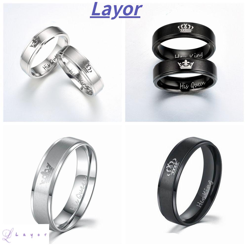 Nhẫn Đeo Tay Khắc Chữ HIS QUEEN/ HER KING Phong Cách Punk Cổ Điển Thời Trang Cho Cặp Đôi
