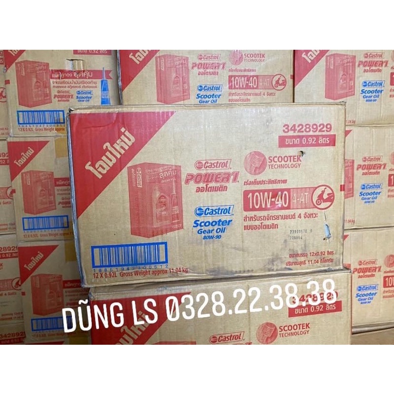 Sỉ thùng 12 hộp Nhớt cao cấp cho xe tay ga đời mới CASTROL POWER 1 10W40 tặng nhớt hộp số Castrol Thái lan chính hãng