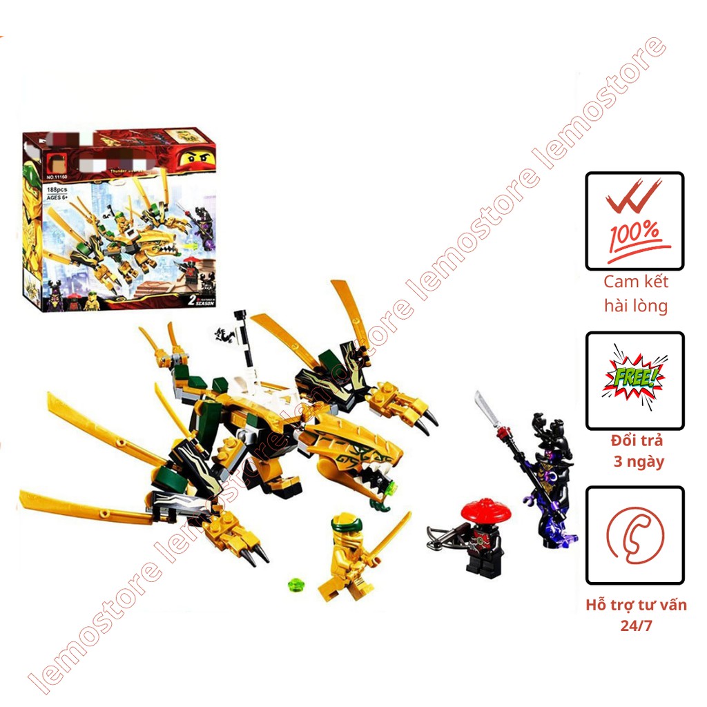 Đồ chơi xếp hình lắp ráp ninjago Rồng vàng huyền thoại , đồ chơi trẻ em bằng nhựa ABS an toàn 11160