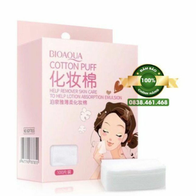 Bông Tẩy Trang Chính Hãng BioAqua 1 Hộp 100 Miếng