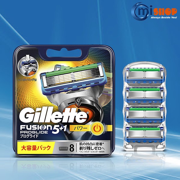 Gillette lưỡi dao thay thế Gillette Fusion 5 + 1 Proglide Power Nhật Bản (hộp 08 lưỡi)
