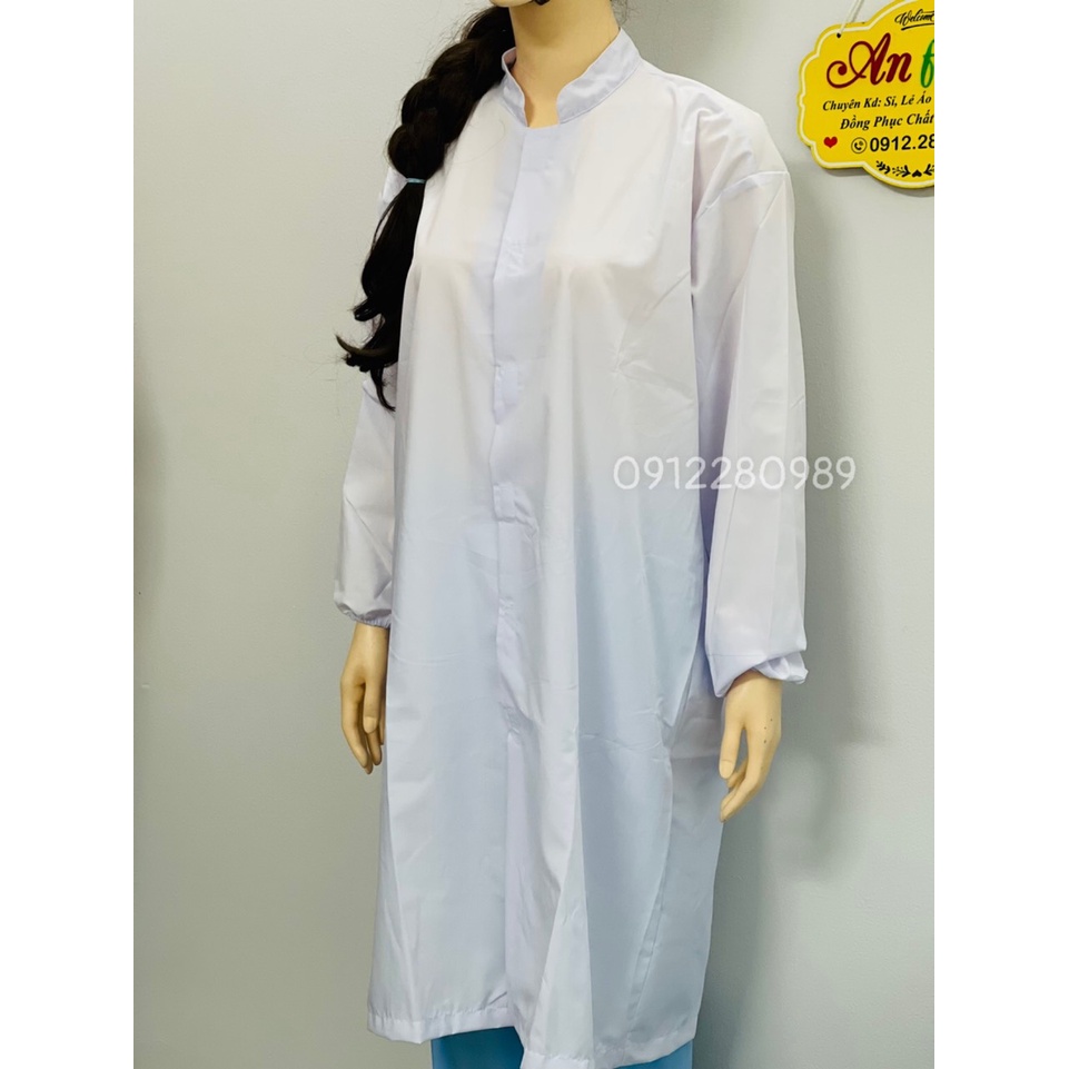 Áo Blouse tay dài nẹp dán - Áo ngành Dược Phẩm Thực Phẩm _ Hình chụp thật