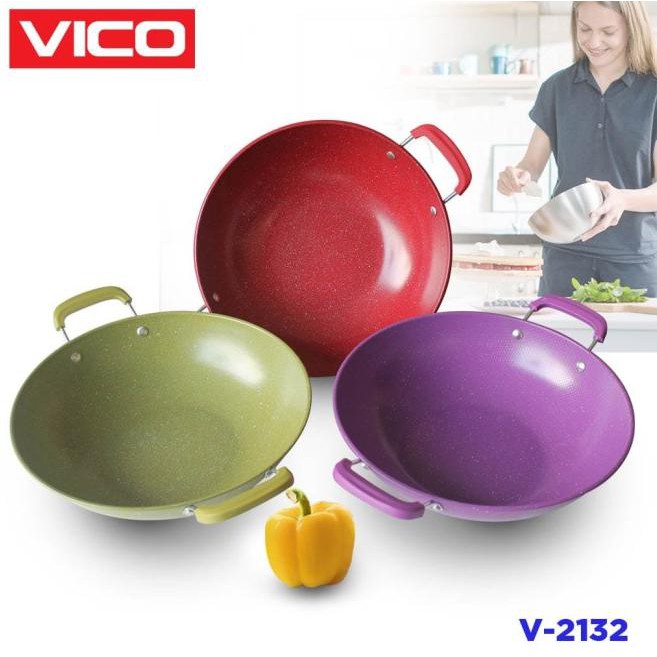 Chảo Chiên Tráng Men Họa Tiết Đá Hoa Cương Vico V 2132 32 cm