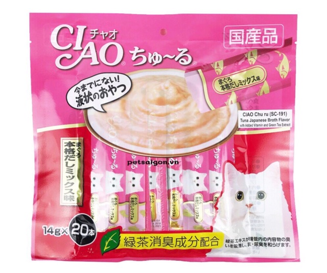 SÚP THƯỞNG CIAO CHURU CHO MÈO GÓI 20 THANH XUẤT XƯ THÁI LAN