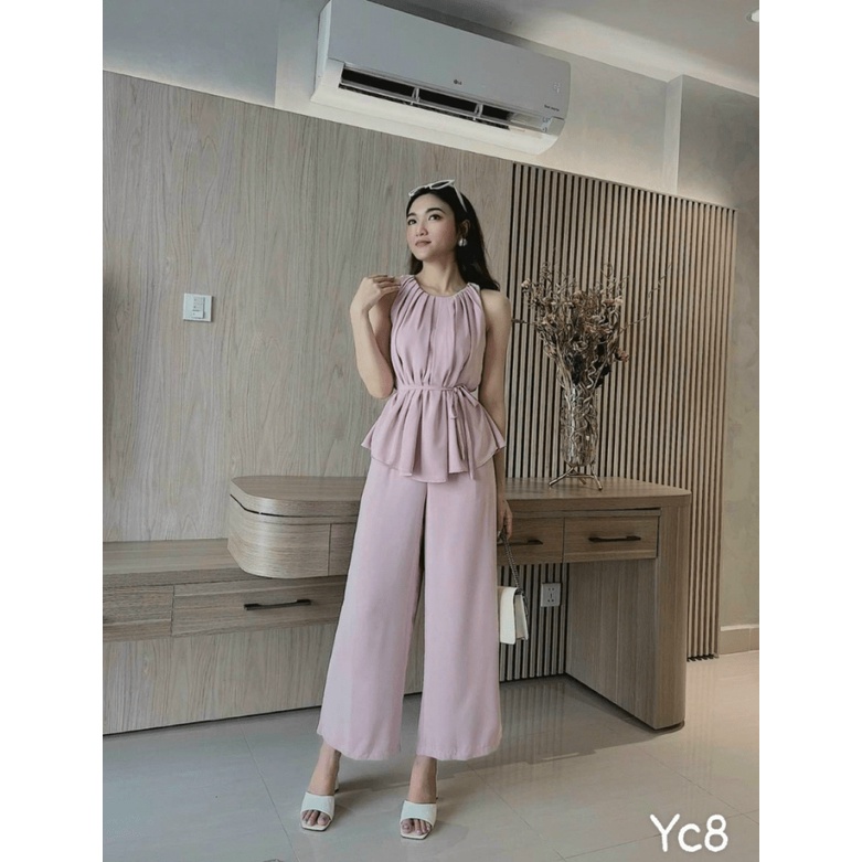 (FREE SHIP) FREE SHIP SÉT ĐŨI CỔ YẾM XẾP LY PHỐI QUẦN SUÔNG TIỂU THƯ SANG CHẢNH DX HHP