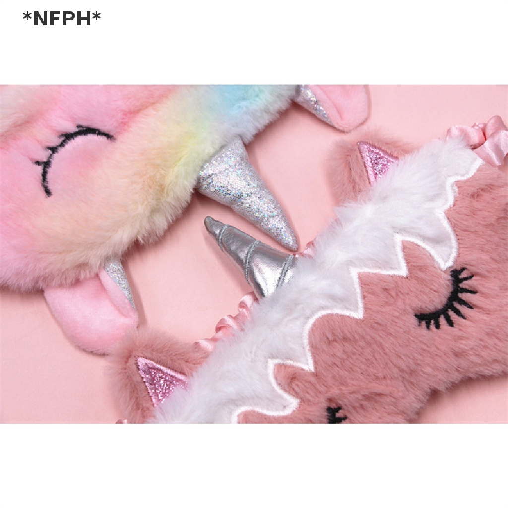Bịt Mắt Ngủ Hình Kỳ Lân 3D Bằng Lông Nhung Dễ Thương Xinh Xắn