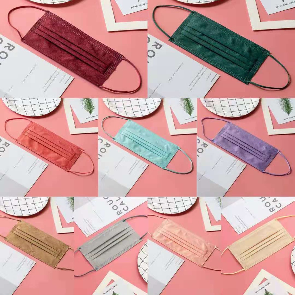 Set 10/50 Khẩu Trang 3 Lớp Màu Macaron Bef95 Dùng Một Lần Cho Người Lớn