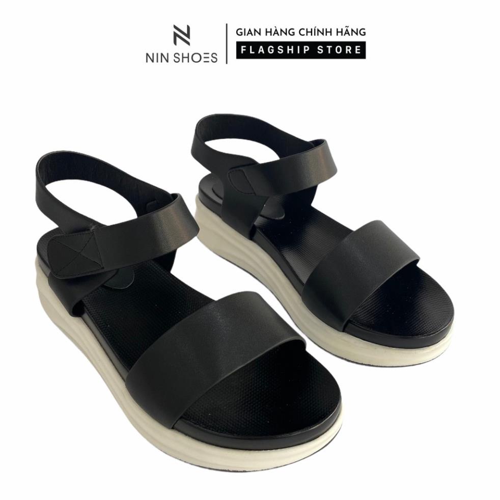 Dép quai hậu nữ Ninshoes - Sandal nữ đế bệt quai ngang bản to quai dán tiện lợi -ki9