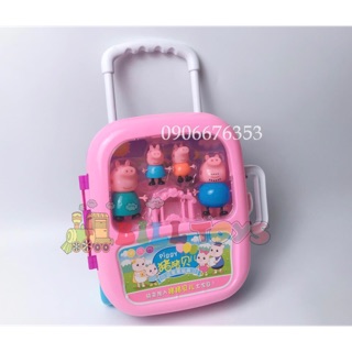 Vali đồ chơi gia đình heo Peppa hồng, bàn ghế, bánh kem.. siêu rẻ