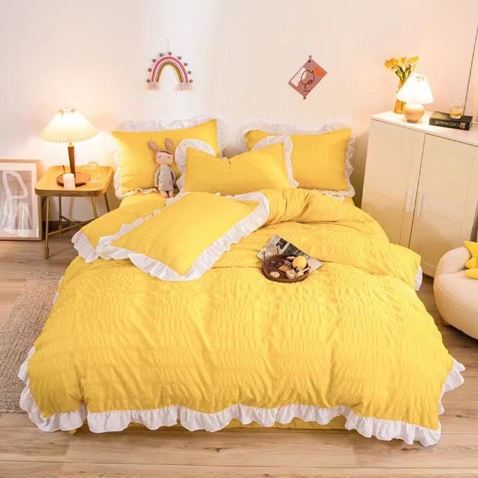 Bộ Chăn Đũi Nhật mẫu mới siêu xinh sét 4 món có viền bèo độc lạ