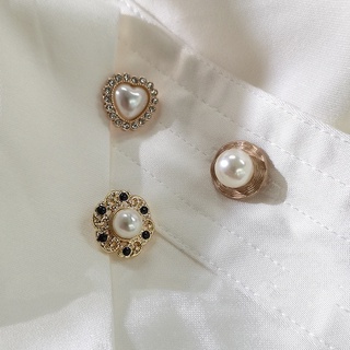 10 cái / lốc 20 kiểu Nút áo sơ mi nữ với áo sơ mi Rhinestone Cổ tay áo được trang trí bằng nút trái tim ngọc trai Nút quần áo sang trọng