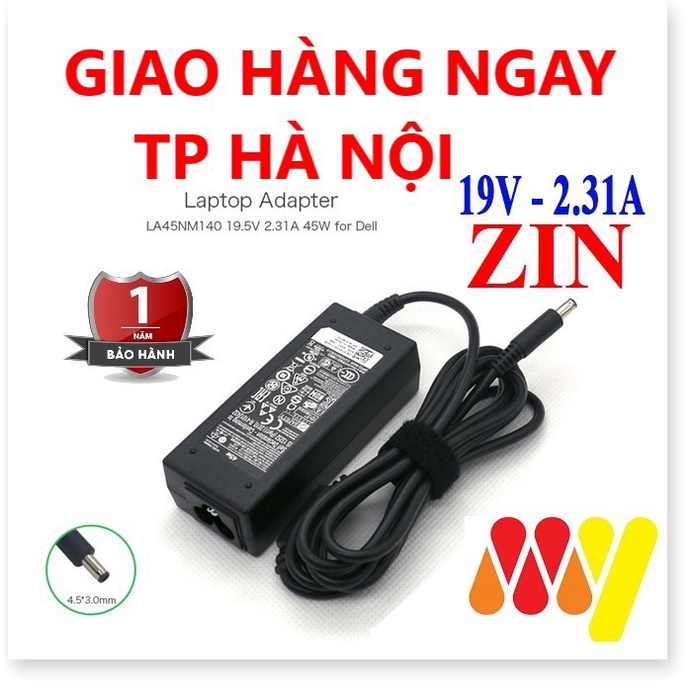 🔜 Sạc Laptop Dell 19.5v - 2.31a - 45w - Adapter Kèm dây nguồn XPS 13 Inspiron 5452 5455 5458 5459