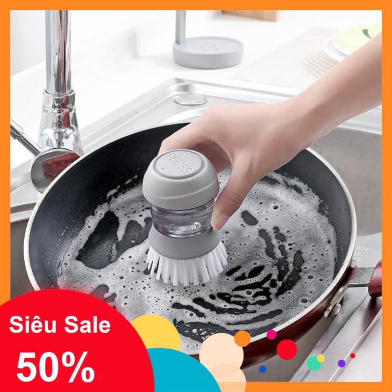 Chà xoong 💓SALE💓 Cây cọ chà rửa xoong nồi có ngăn đựng xà phòng và kệ để ráo tiện dụng cho gia đình 8881
