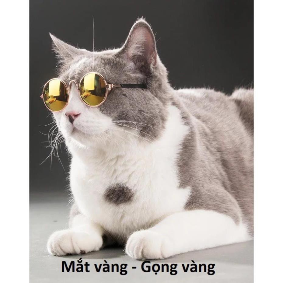 Giảm giáMắt Kính chó mèo gọng vàng kính mát cho thú cưng chống tia UV (One size)