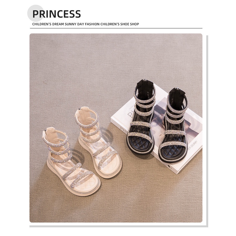 Giày Sandal Đế Mềm Đính Đá Thời Trang Mùa Hè Cho Bé Gái 2022