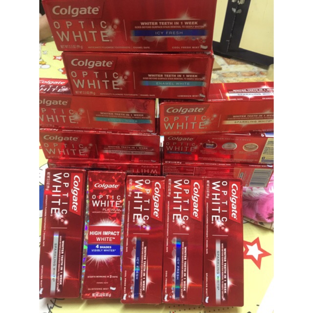 Kem đánh răng colgate optic white Mỹ 170g