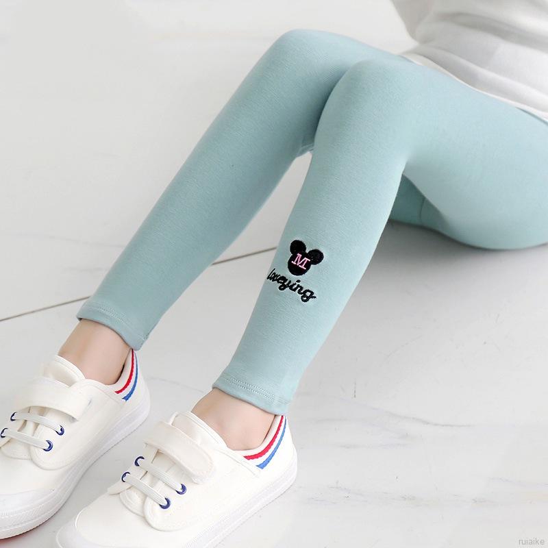 Quần Legging Thêu Hình Chuột Mickey Cho Bé Gái Từ 2-11 Tuổi